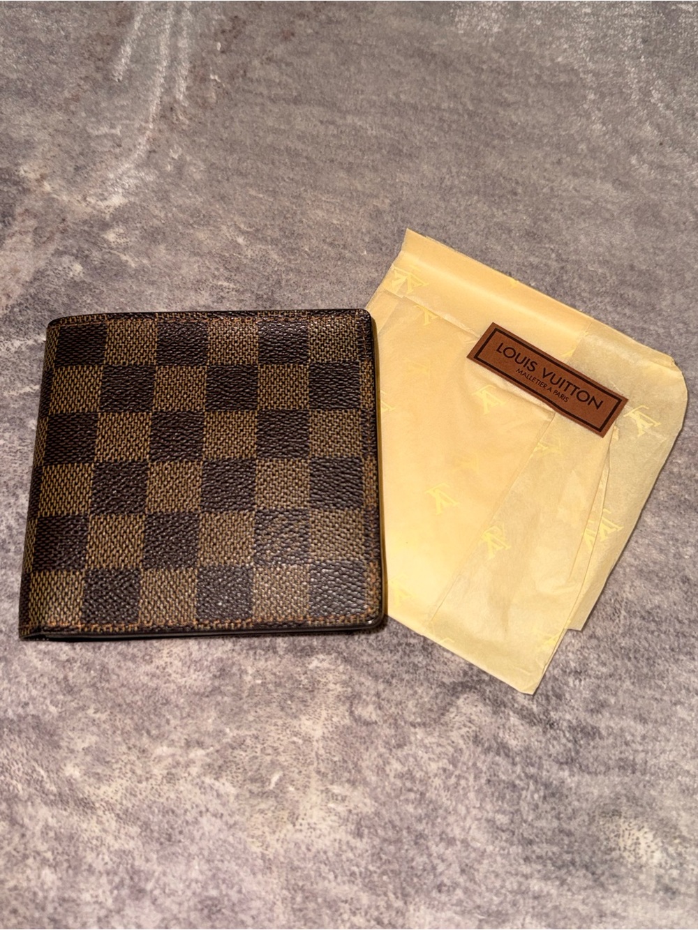 Louis Vuitton Brown Damier Ebene Canvas Men's Wallet with Original Box